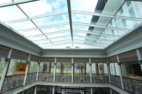 Low Angle View Elegant Interior Glass Roof — kuvapankkivalokuva