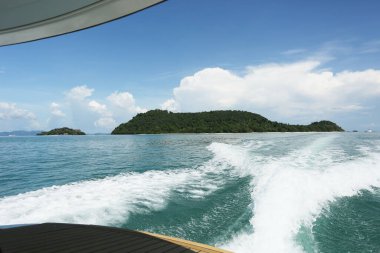 yacht tail in the sea with beautiful natural background.