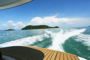 yacht tail in the sea with beautiful natural background.