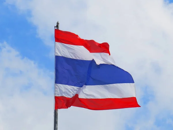 thailand flag with nice sky on flagstaff.