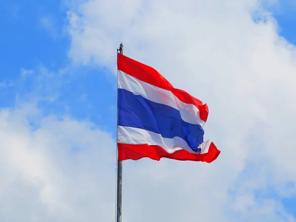 Bandera Tailandia Con Buen Cielo Asta Bandera —  Fotos de Stock