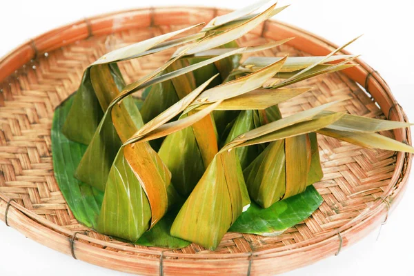 Sweet Dessert Banana Leaves Close — Stockfoto