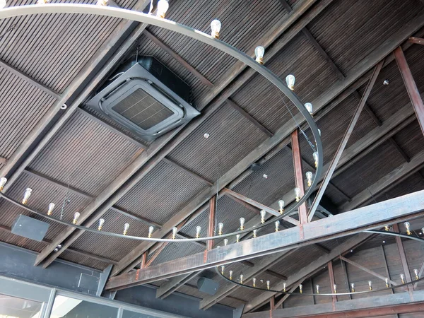 Light Bulbs Decor Wooden Ceiling —  Fotos de Stock