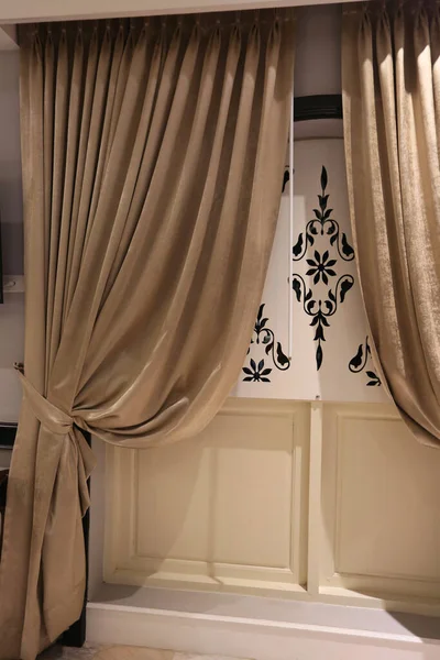 Elegant Fabric Curtain Decoration Room — стоковое фото