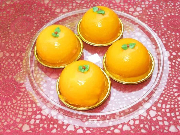 Close Delicious Sweet Dessert Sweet Orange Bakery Plastic Pack — Stok Foto