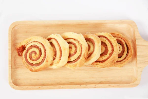 Delicious Fresh Baked Buns White Background — Stock fotografie