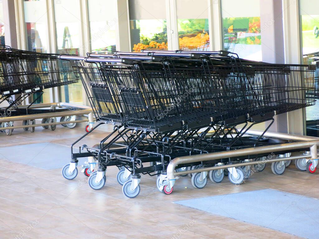 shopping carts in the supermarket