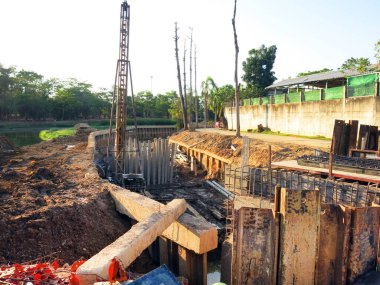 metal constructions at new construction site