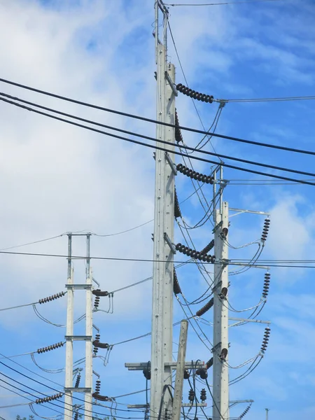 High Voltage Power Lines Sky — Stock Photo, Image