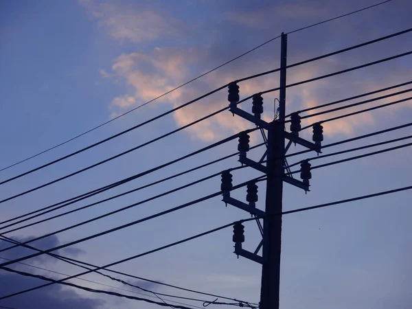 High Voltage Power Lines Sky — Stock Photo, Image