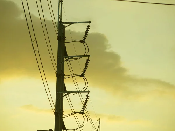 High Voltage Power Lines Sky — Stock Photo, Image