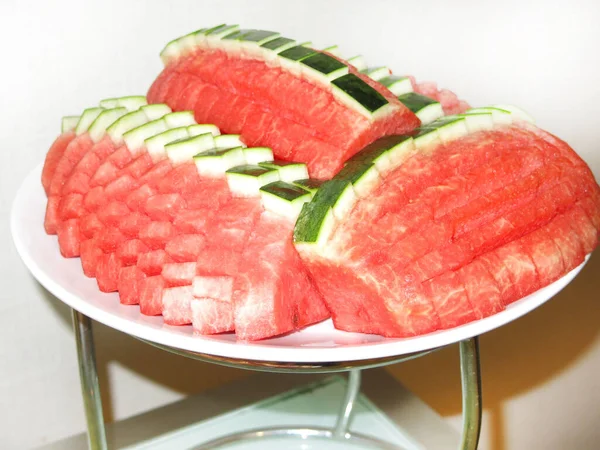 Fresh Watermelon Slices Plate — Stock Photo, Image