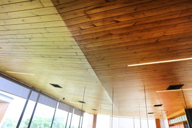 low angle view of decorative wooden ceiling 