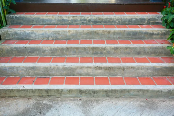 Concrete Staircase Red Tiles Outdoor — ストック写真