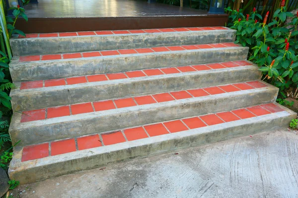 Concrete Staircase Red Tiles Outdoor — Stock Photo, Image