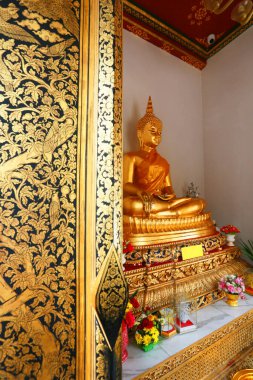 Thai culture pattern on wall in temple