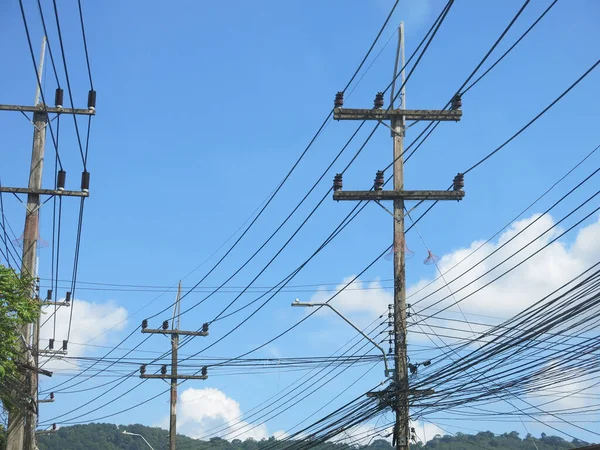 View Electrical Cables Street — Stock Photo, Image