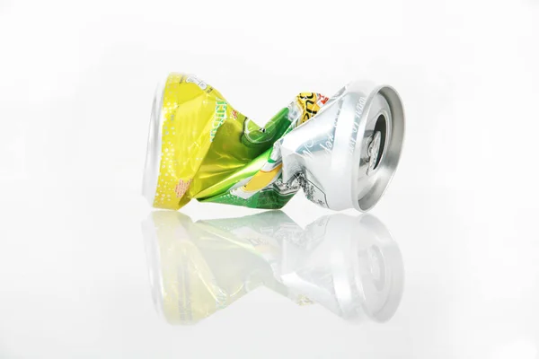 Close View Used Soda Can White Background — Stockfoto