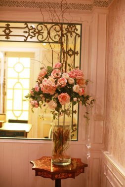 Flower decorations with furniture in home.    