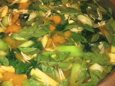 Lezzetli Asya yemeğinin yakın plan görüntüsü  