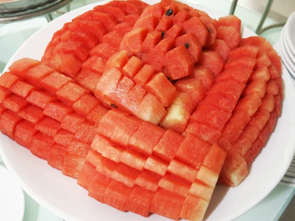 Close View Fresh Organic Watermelon Slices — 图库照片