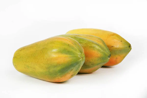 Fresh Ripe Papaya Fruits White Background — Stock Photo, Image