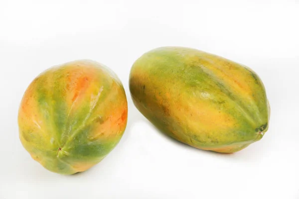 Fresh Ripe Papaya Fruits White Background — Stock Photo, Image