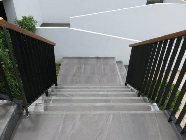 modern building architecture with stairs and railings