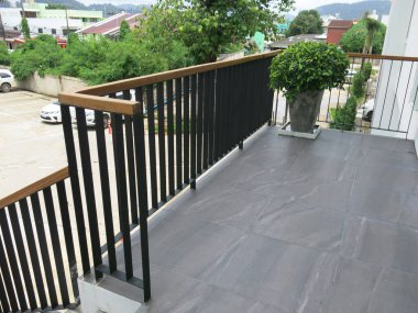 modern building architecture with stairs and railings