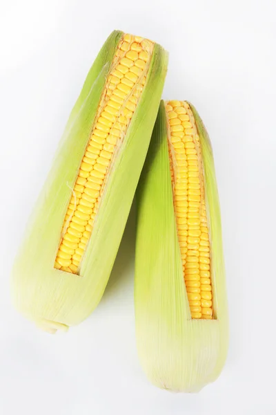 Friss Kukorica Fehér Háttér — Stock Fotó