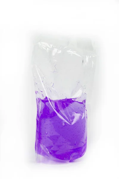 Plastic Bag Colored Liquid White Background — Foto Stock