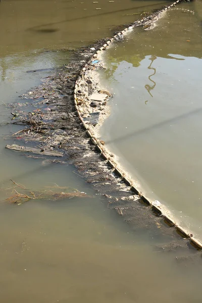 Pond Garbage Floating Water — Stockfoto