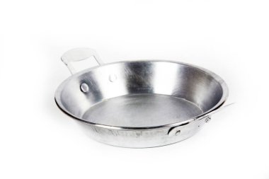 Beyaz arka plan üzerinde izole paslanmaz çelik plaka 