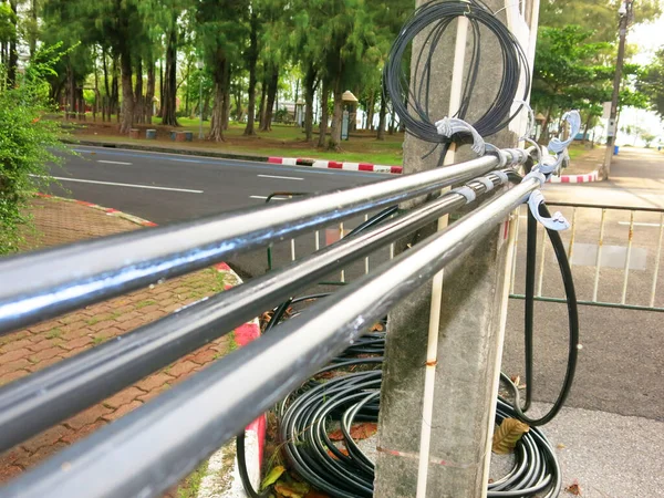 Close Electrical Cables Street — Foto de Stock