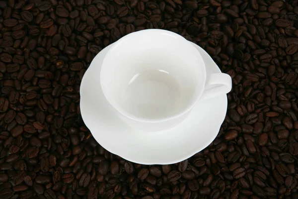 Granos Café Taza Primer Plano — Foto de Stock