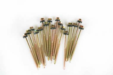 set vida ve cıvata beyaz zemin üzerine