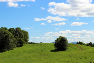 Yeşil tepeler ve mavi gökyüzü Kuzey Vermont