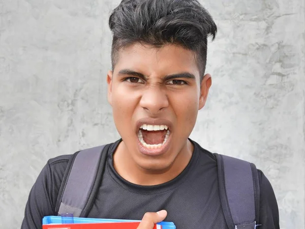 Jugendlicher Kolumbianischer Junge Student Und Wut — Stockfoto