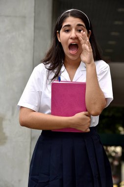 Catholic Colombian School Girl Yelling clipart