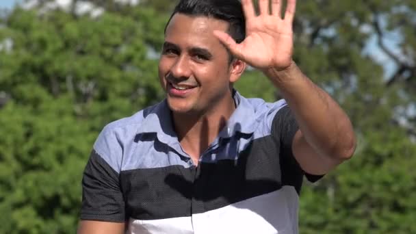 Friendly Adult Hispanic Man Waving — Stock Video