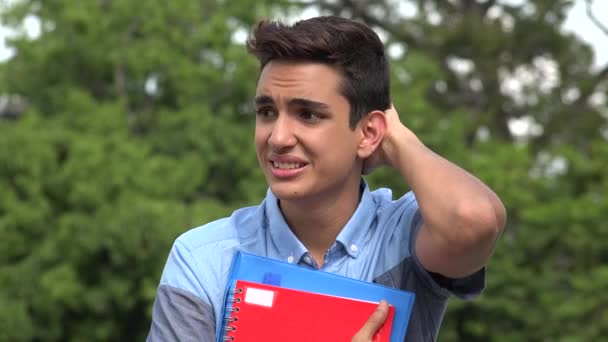 Male Hispanic Student Teenager Confused — Stock Video