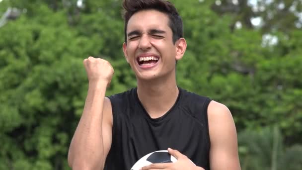 Winning Athletic Male Hispanic Teenager — Stock Video