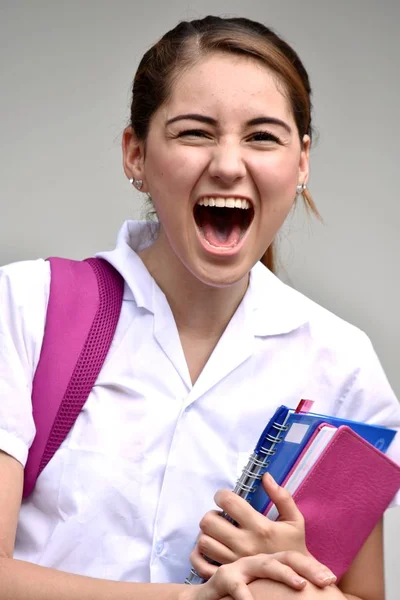 Жінка Студентська Shouting Носіння Уніформа — стокове фото