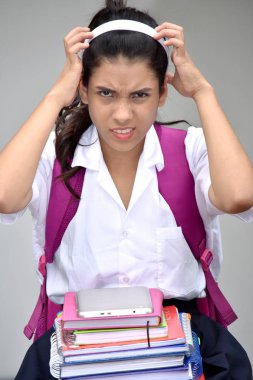 Stres altında şirin Kolombiya kız öğrenci