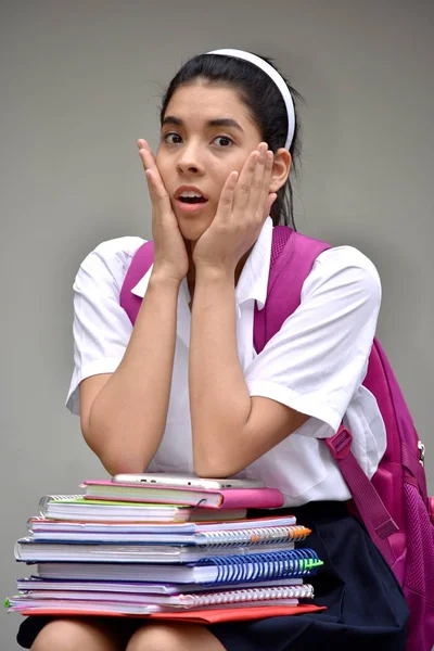Shocked Cute Girl Student — Stock Photo, Image