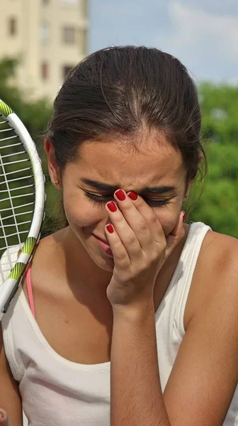 Плаче Підліток Тенісистка — стокове фото