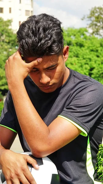 Sporty Male Soccer Player Sadness — Stock Photo, Image