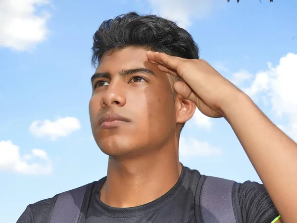 Diverse Teenage Male Saluting — Stock Photo, Image