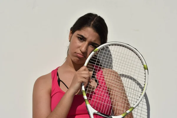 Boos Meisje Tiener Tennisser — Stockfoto