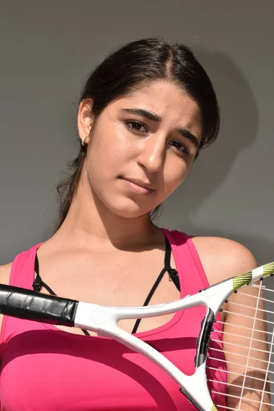 Ernstige Meisje Tiener Tennisser — Stockfoto